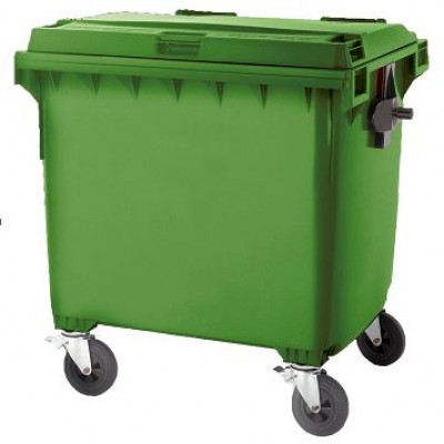 Carro Recolector de Residuos de 1.100 litros color verde